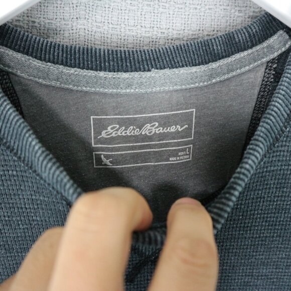 Eddie Bauer Thermal Longsleeve Grey Henley Mens Large - Picture 4 of 7